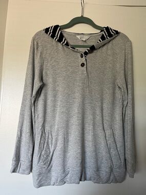 Market & Spruce Gray Hooded Pullover with Striped Lining
